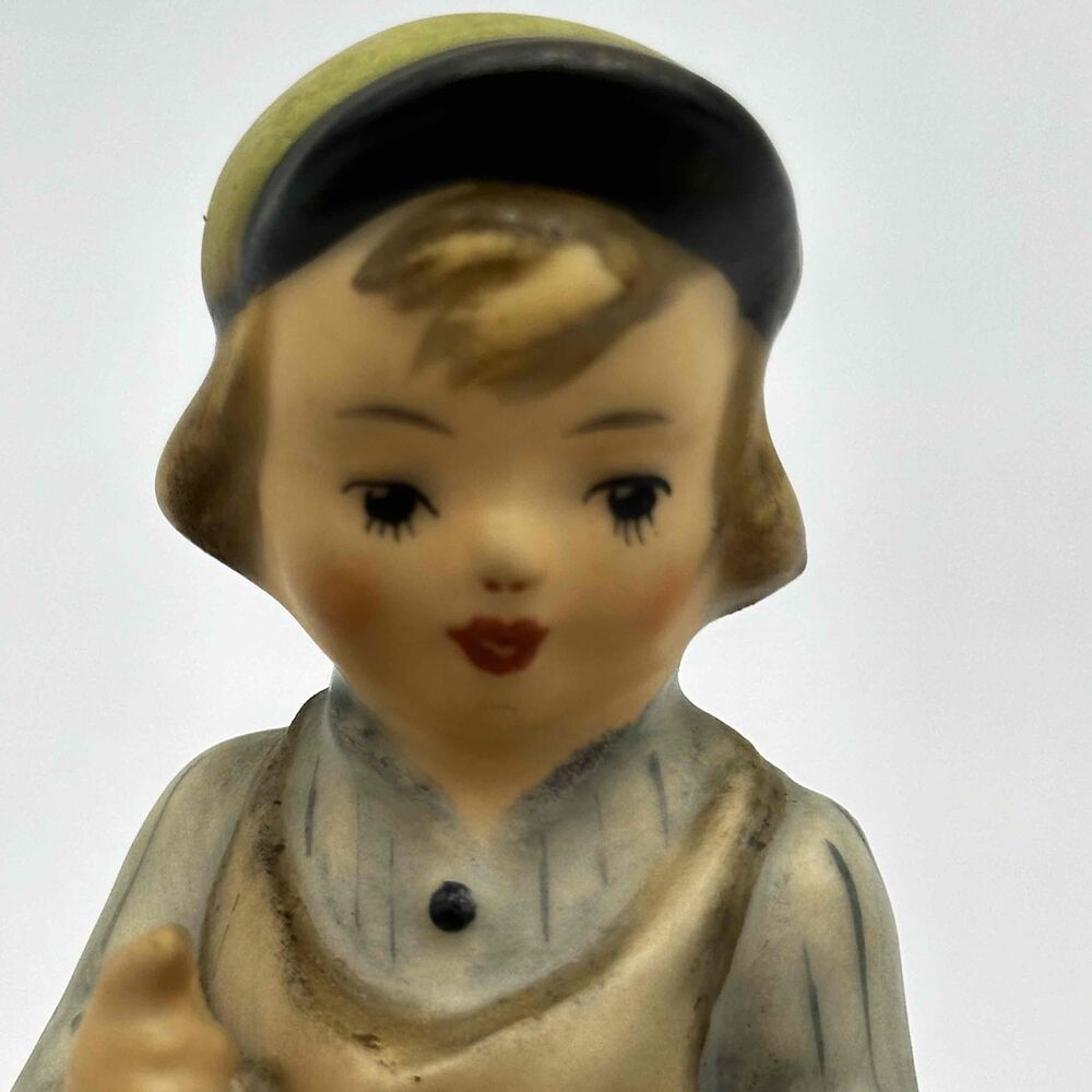 Vintage Friedel Bavaria Boy With Dog Basket Cap Figurine Western Germany - Picture 3 of 6